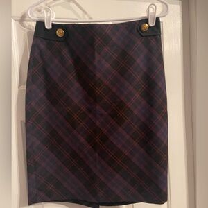 The Limited Size 2 Navy and Burgundy Plaid Pencil Skirt